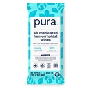 Pura Flushable Αιμορροϊκά Σκουπίδια XL, 48 Count, Medicated with Cooling Witch Hazel, Aloe & Coconut Oil, Fast Relief, Fragrance-Free, 100% Plastic-Free
