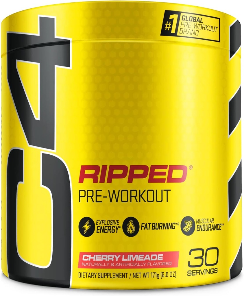 Cellucor C4 Riped Preworked Powder for Energy, Beta Alanine, Sugar Free Energy Supplement Preworkout for Men & Women - 150mg καφεΐνη + Creatine-Free - Cherry Λεμονάδα - 30 Σερβιέτες