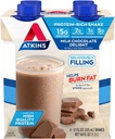 Atkins σοκολάτα γάλακτος απολαυστική πρωτεΐνη Shake, 15g πρωτεΐνη, χαμηλή γλυκαιμική, 2g καθαρό υδατάνθρακες, 1g ζάχαρη, Κετό φιλικό, 4 κόμης