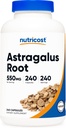 Κάψουλες Astragalus Nutricost 550mg, 240 Κάψουλες χορτοφάγων - Μη ΓΤΟ και Χωρίς Γλουτένη