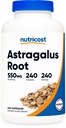 Κάψουλες Astragalus Nutricost 550mg, 240 Κάψουλες χορτοφάγων - Μη ΓΤΟ και Χωρίς Γλουτένη