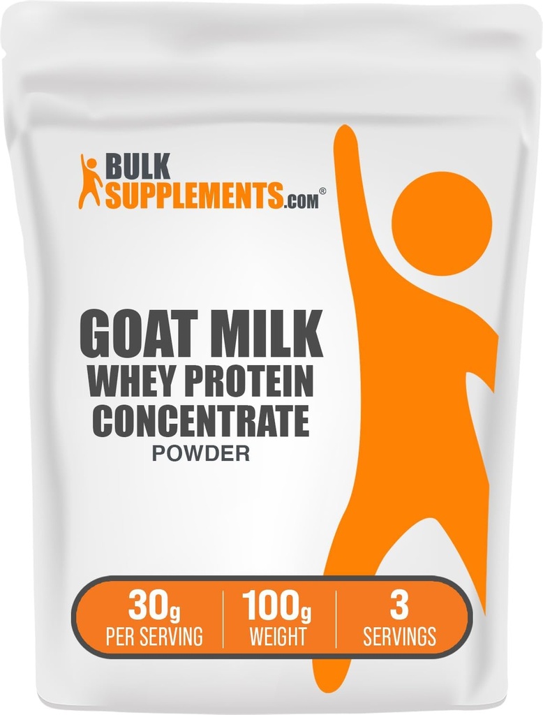 BulkSupplements.com Πρωτεΐνη γάλακτος κατσικιού συμπυκνωμένη σε σκόνη - Πρωτεΐνη γάλακτος κατσικιού σε σκόνη, Χωρίς γεύση και χωρίς γλουτένη, 30g ανά Σερβίρισμα, 100g (3.5 oz) (Pack of 1)
