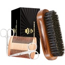 Sosoon Boar Bristle Beard Grooming Σετ για άνδρες - Ορθογώνια πινέλο, Comb, 2 Ψαλίδι μουστάκι, Τσάντα Ταξιδιού