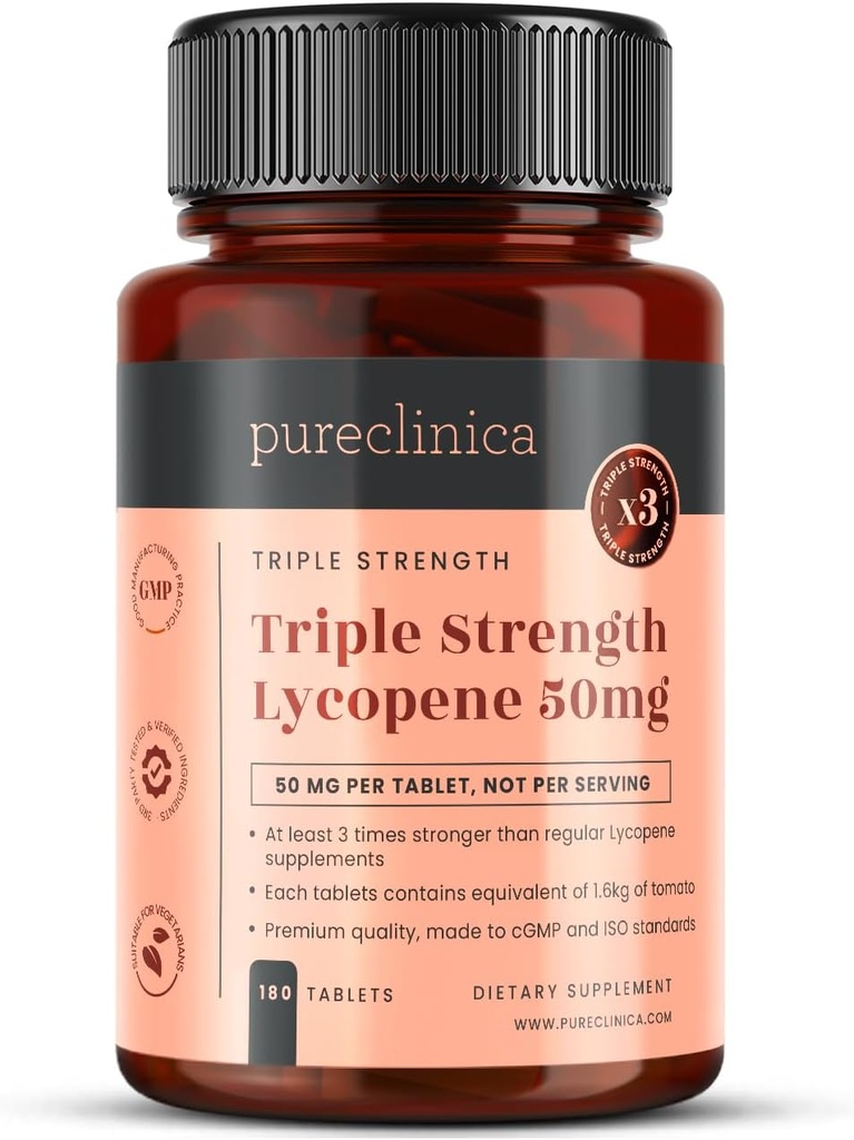 Pureclinica Lycopene 50mg x 180 δισκία (6 μήνες προσφοράς). 300% Περιεκτικότητα των Τακτικών δισκίων λυκοπενίου