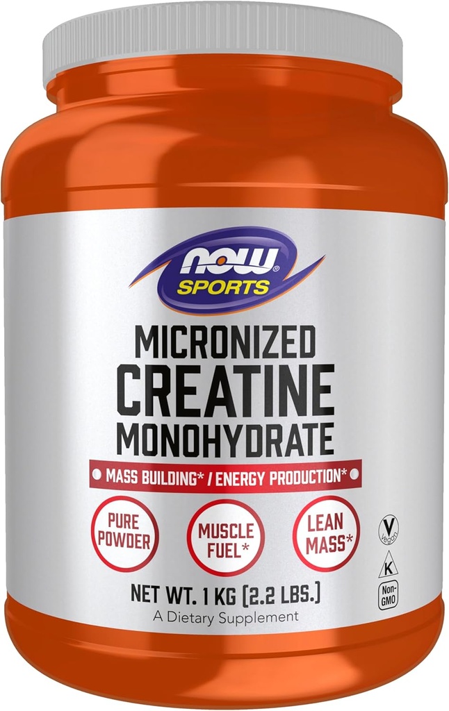 NOW Sports Nutrition, Micronized Creatine Powder 500 g, Mass Building*/Energy Production*, 1 kg.