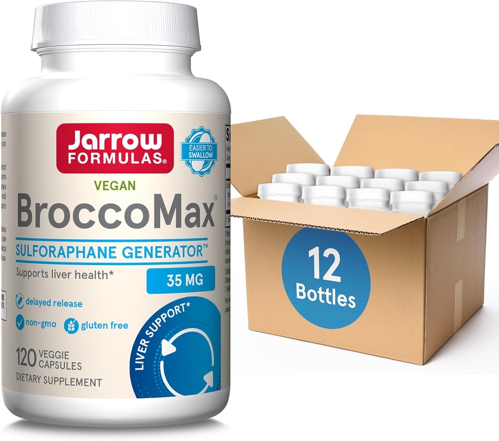 Jarrow Formulas BroccoMax Sulforafane Glucosinolate 35 MG, Sulforafane Generator Υποστηρίζει την υγεία του ήπατος, 120 κάψουλες Veggie, Μέχρι 60 ημέρες προσφοράς, 12 συσκευασίες