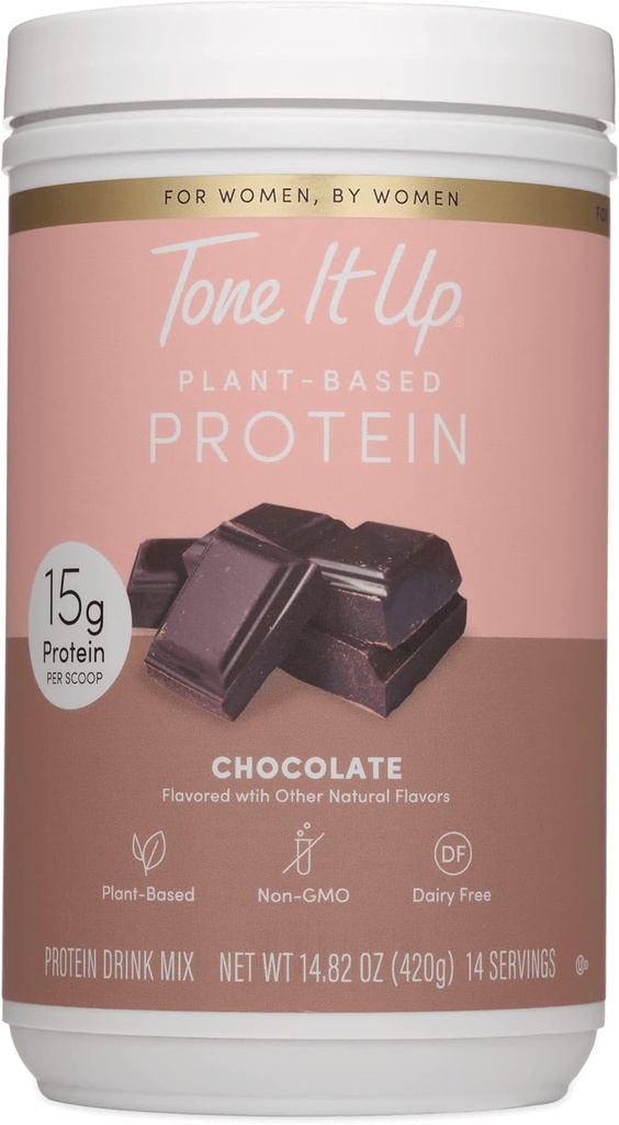 Tone It Up φυτικής πρωτεΐνης σκόνη I Γαλακτοκομικά, χωρίς γλουτένη, Kosher, μη ΓΤΟ Πρωτεΐνη Pea & Chia Σπόροι και γάλα βρώμης I για τις γυναίκες I 14 Σερβίρει, 15g πρωτεΐνης – σοκολάτα