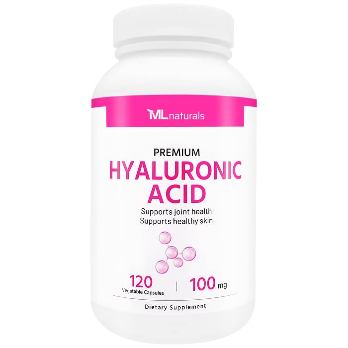 ML Naturals Premium Υαλουρονικό Οξύ 100 mg 120 Καψάκια λαχανικών, Μία ημέρα (4 Μήνας Προσφορά), Premium Quality, NSF-Certified & cGMP-Συμπληρώνεται.