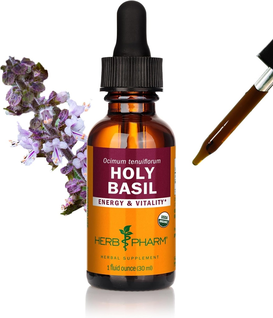 Herb Pharm Certified Organic Holy Basil (Tulsi) Extract for Energy and Vitality, 1 Ουγγιά (DBAS01)