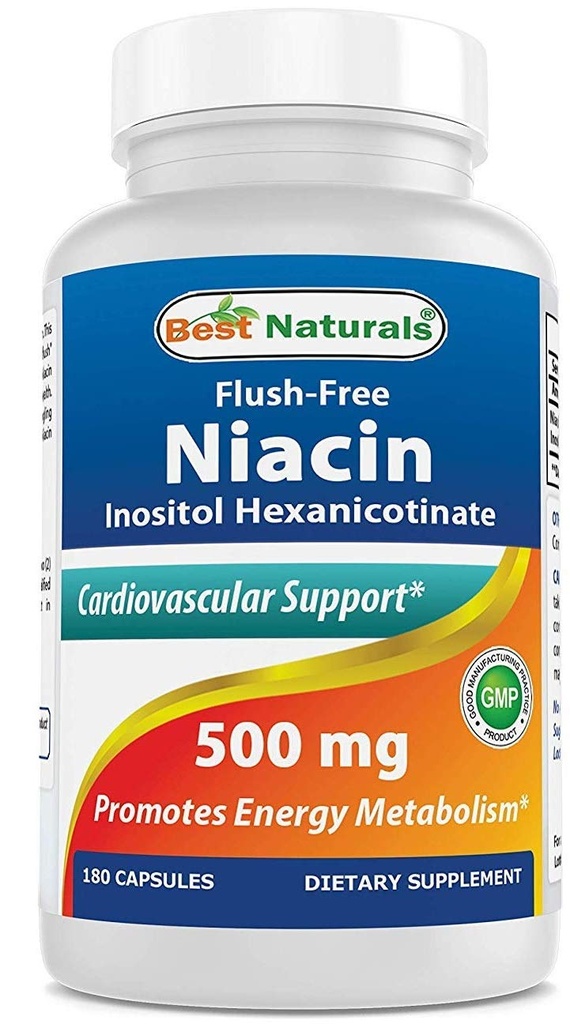 Best Naturals Flush-free Νιασίνη Ινοσιτόλη Εξανικοτινικό 500 mg 180 Κάψουλες
