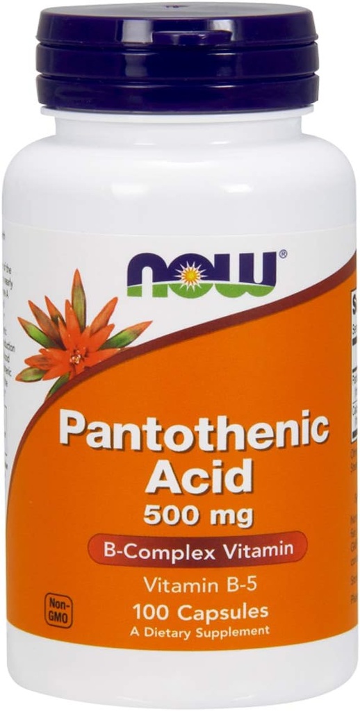 NOW Τρόφιμα Παντοθενικό οξύ 500mg, 100 κάψουλες (πακέτο των 2)