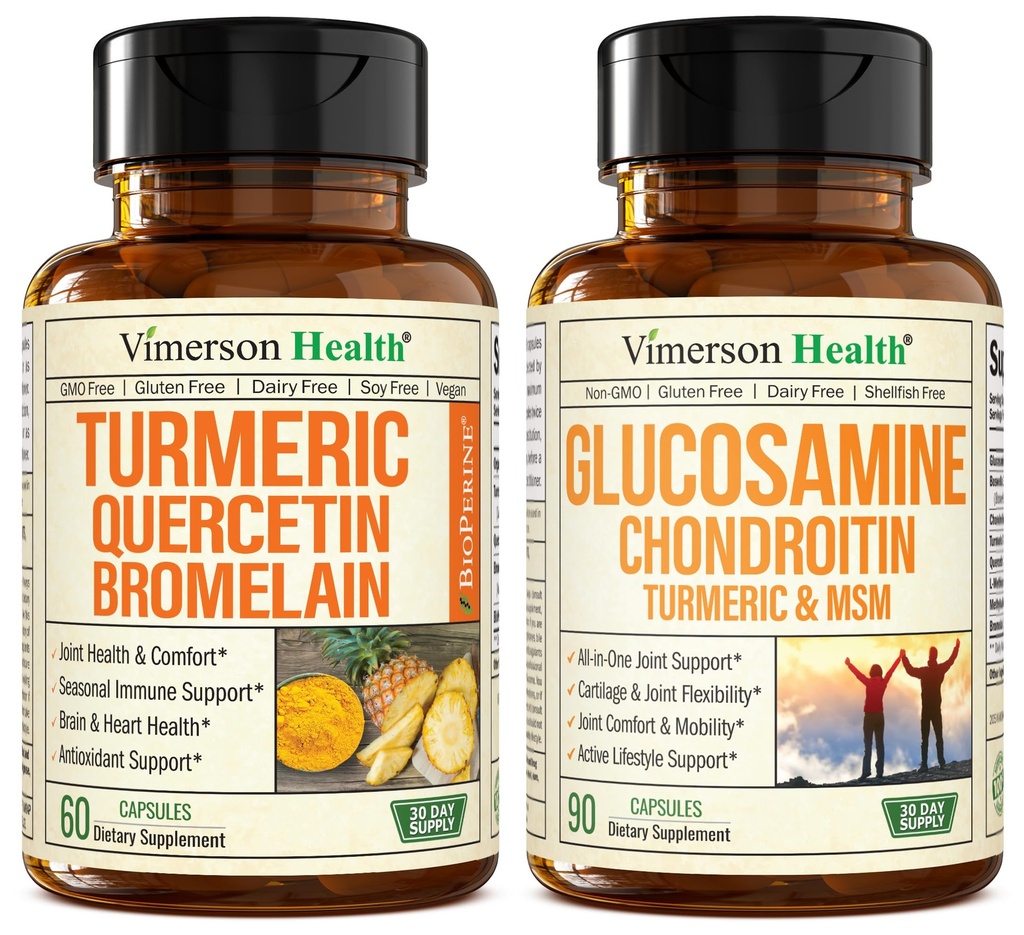 Quercetin με Bromelain και Turmeric Κουρκουμίνη & Γλυκοσαμίνη Chondroitin MSM και Turmeric κοινό συμπλήρωμα υποστήριξης