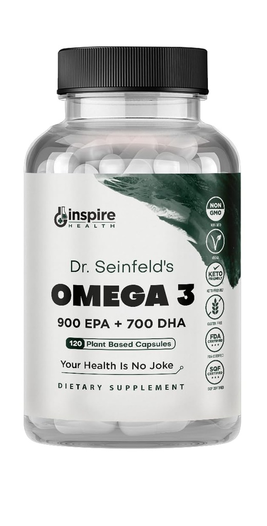 The Very Best Vegan Omega 3 Supplement - 120 Κάψουλες - Algae Omega 3 Vegetarian Supplement - Plant Based Fish Oil Alternative - EPA DHA Supplement - Made in the USA - Heart Stress Relief Dr. Seinfeld