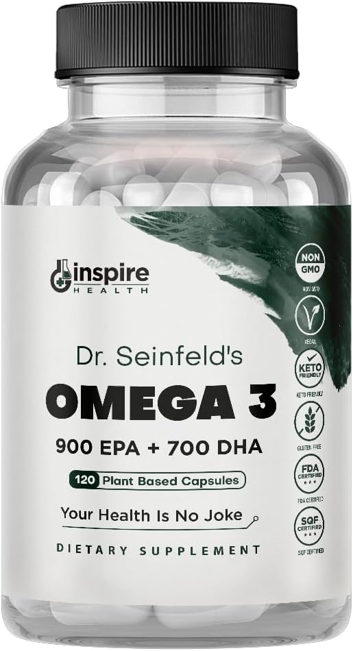 The Very Best Vegan Omega 3 Supplement - 120 Κάψουλες - Algae Omega 3 Vegetarian Supplement - Plant Based Fish Oil Alternative - EPA DHA Supplement - Made in the USA - Heart Stress Relief Dr. Seinfeld
