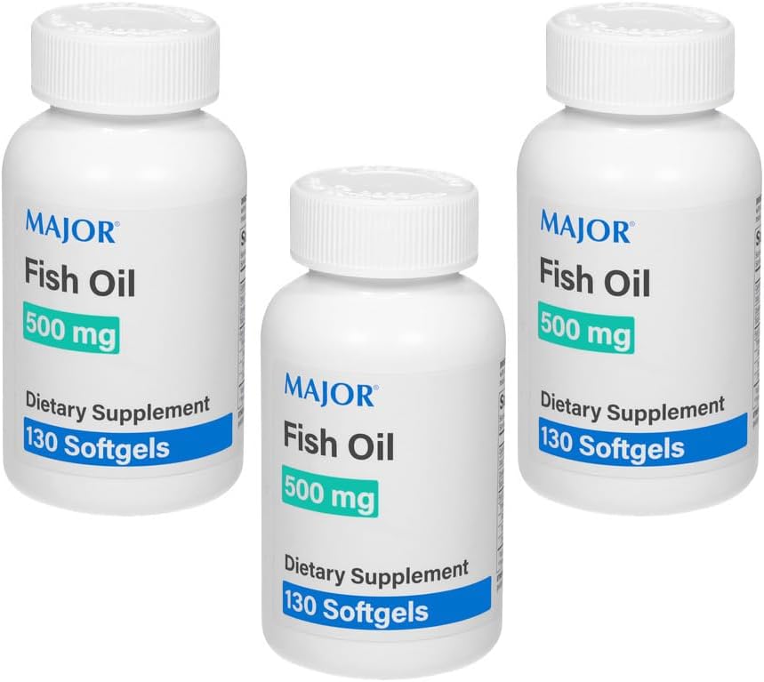 MAJOR Fish Oil 500mg Softgels - Συμπλήρωμα Ωμέγα-3 Fish Oil - Συμπλήρωμα διατροφής - 130 Count (3 Pack)