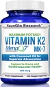 Βιταμίνη K2 MK7 (MenaQ7) 100 mcg w/Coconut Oil για την ανώτερη απορρόφηση, συμπλήρωμα διατροφής, 120 Vegan Liquid Κάψουλες για την υποστήριξη της αντοχής των οστών & της πυκνότητας για ενήλικες γυναίκες & άνδρες