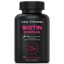 Vital Vitamins Biotin Complex Χάπια - με Υαλουρονικό Οξύ, MSM, Collagen, & Βιταμίνη C - Συμπλήρωμα για Μαλλιά, Δέρμα, & Καρφιά - 60 Κάψουλες