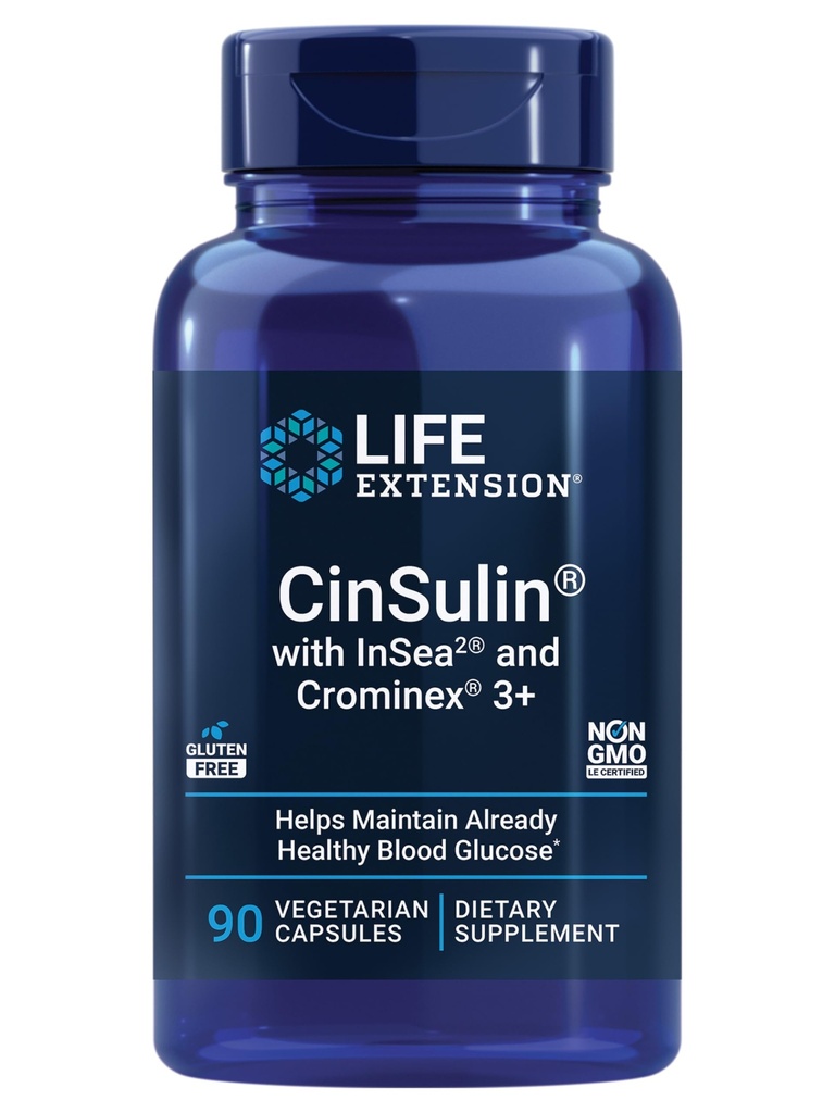 Επέκταση ζωής CinSulin® με InSea2® και Crominex® 3+, shilajit, amla Φρούτα, Κανέλα, Καφέ φύκια, Υποστηρίζει υγιή μεταβολισμό και κορεσμό, χωρίς γλουτένη, μη ΓΤΟ, χορτοφάγοι, 90 κάψουλες