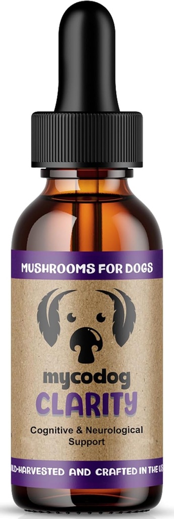 MycoDog Clarity - Γνωστική υποστήριξη συμπλήρωμα για σκύλους - Εγκεφαλική υγεία, & Senior Good Wellness - Μνήμη & Εστίαση με Λειτουργικά Μανιτάρια & Προσαρμογές