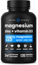 NutraChamps Magnesium Zinc & Vitamin D3 Supplement - Most Bioavailable Forms; Magnesium Glycinate, Malate, Citrate - Bone, Muscle & Heart Health, Immune Support - 120 Vegan Capsules