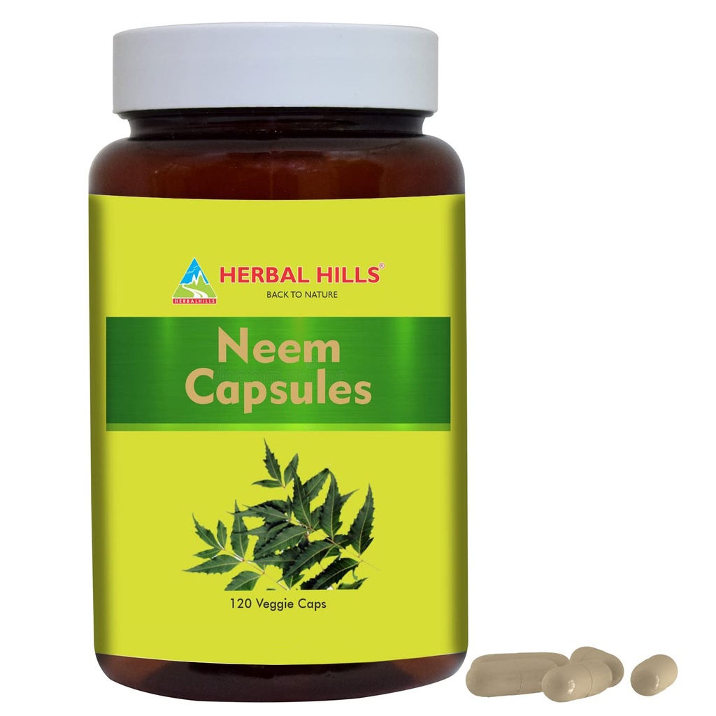 HERBAL HILLS Κάψουλες Neem 120 Κάψουλες Vegie Κάψουλες Neem Leaf Azadirachta Indica 700 mg Κόνις και εκχύλισμα Μείγμα σε Καψάκιο