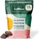 Wellious Almond Protein Powder (Chocolate) - 18 γραμμάρια καθαρής υγιέστερης πρωτεΐνης Vegan για γυναίκες & άνδρες - τέλεια γλουτένη-ελεύθερος, χωρίς σόγια και λεία σκόνη φιλικής πρωτεΐνης για σπορ διατροφή