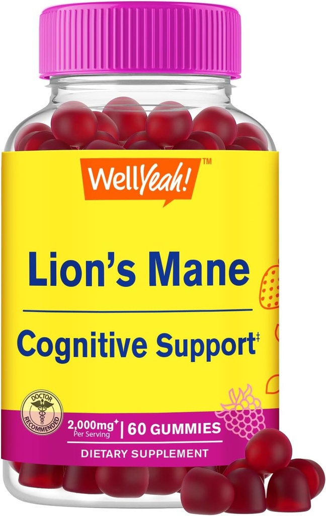 WellYeah Lions Mane Gummies για ενήλικες (2.000mg) 