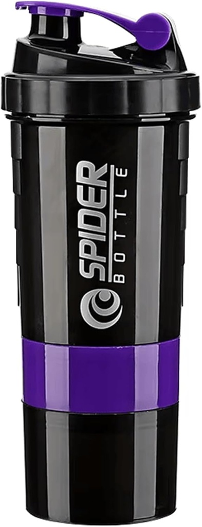 5 Σε 1 μπουκάλι αναδευτήρα πρωτεΐνης - επαγγελματική σειρά shakeer μπουκάλι για τις πρωτεΐνες ανακινεί και πριν προπόνηση μπουκάλι γυμναστήριο, με σκόνη αποθήκευσης, Pill Tray, Mixing Ball, Shakes Cup (μωβ)