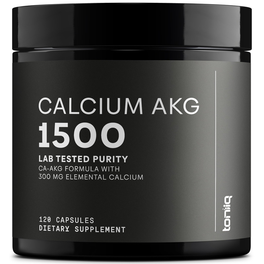 Toniiq 1500mg Ultra High Purity Ca AKG συμπλήρωμα - 99%+ Εξαιρετικά καθαρό και βιοδιαθέσιμο Ασβέστιο Α-Κετογλουταρικό - Συμπλήρωμα Διαρκείας ΑΚΓ Ασβέστιο - 120 Καψάκια Χορτοφαγίας Ca-AKG