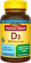 Nature Made Vitamin D3 2000 IU (50 mcg), Vitamin D συμπλήρωμα για τα οστά, δόντια, μυών και ανοσοποιητική υποστήριξη υγείας, 250 Softgels, 250 Ημέρα προσφοράς