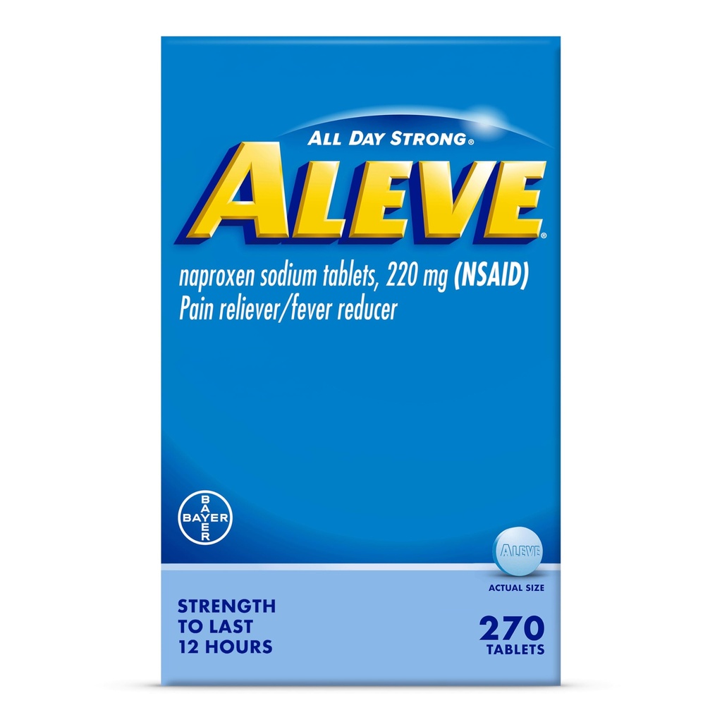 Aleve Pain Reliever & Fever Reducer Δισκία, Νάπροξεν Νάτριο, Πονοκέφαλος, Ιατρική ανακούφισης της πλάτης και του πόνου του σώματος, 270 Count