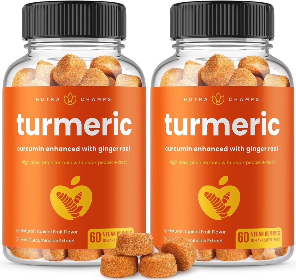 Turmeric Gummies for Adults & Kids with Ginger & Black Pepper Extract 