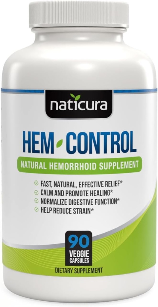 Hem-Control - γρήγορη αποτελεσματική θεραπεία αιμορροΐδων συμπλήρωμα - ισχυρό Formula για την προώθηση Symptom Relief, συρρίκνωση των αιμορροΐδων, ευκολία δυσφορία - 90 κάψουλες Vegan - Made in USA