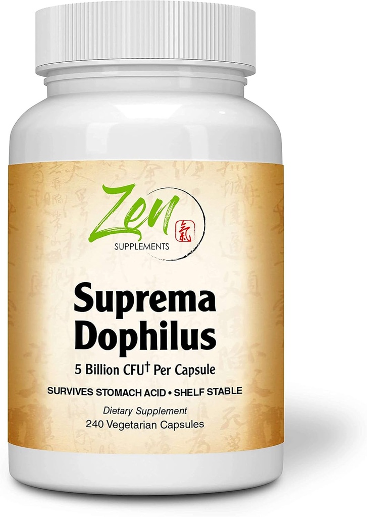 Συμπληρώματα Zen - Suprema-Dophilus - 5 Δισεκατομμύρια CFU Προβιοτικά - 8 Στελέχη - Ράφι Σταθερό και Οξύ Ανθεκτικό - Υποστηρίζει Γαστρεντερική & Ανοσολογική Υγεία 240-Caps