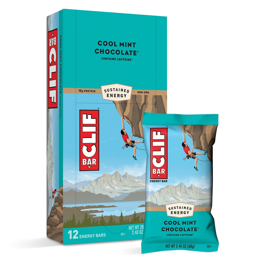 CLIF BARS - Ενεργειακά Μπαρ - Ψυχρή σοκολάτα μέντας - Με καφεΐνη - Κατασκευασμένη με οργανική βρώμη - Φυτική βάση τροφίμων - Χορτοφαγικά - Kosher (2,4 μπάρες πρωτεΐνης ουγγιάς, 12 κόμης) Συσκευασία Μαΐου Vary