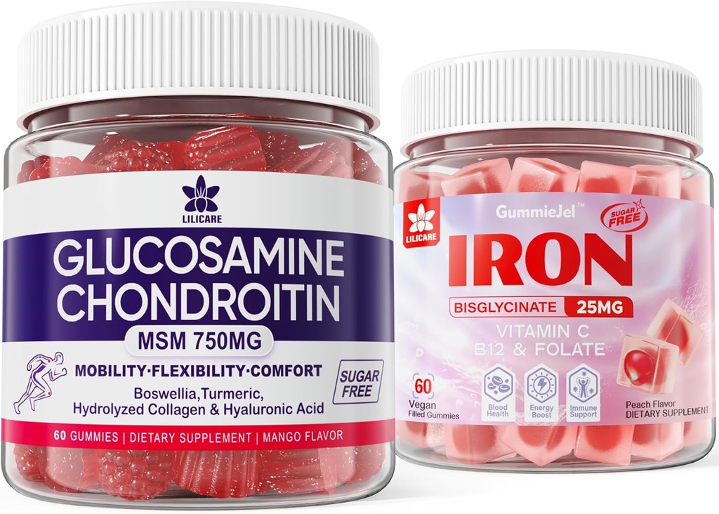 Γλυκοσαμίνη Chondroitin Gummies + Συμπλήρωμα σιδήρου για τις γυναίκες