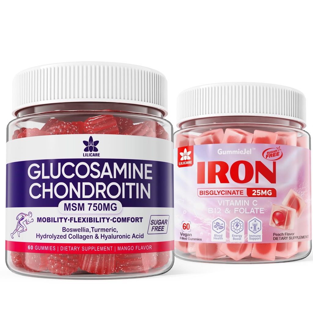 Γλυκοσαμίνη Chondroitin Gummies + Συμπλήρωμα σιδήρου για τις γυναίκες