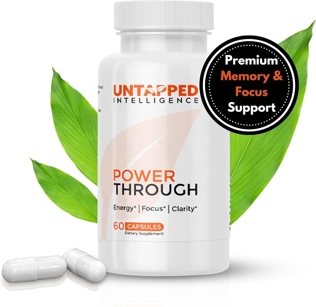 Power Through - Nootropic συμπλήρωμα εγκεφάλου για τη μνήμη και την εστίαση με L-Θεανίνη, Bacopa Monnieri, Rhodiola Rosea, B12, χάπια ενέργειας, υποστήριξη Mood & καλύτερο συμπλήρωμα εγκεφάλου για την εστίαση μνήμης