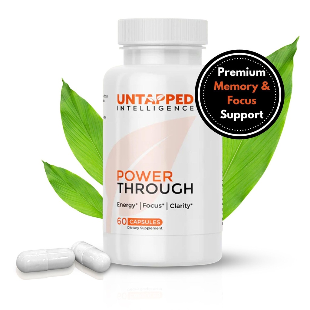 Power Through - Nootropic συμπλήρωμα εγκεφάλου για τη μνήμη και την εστίαση με L-Θεανίνη, Bacopa Monnieri, Rhodiola Rosea, B12, χάπια ενέργειας, υποστήριξη Mood & καλύτερο συμπλήρωμα εγκεφάλου για την εστίαση μνήμης