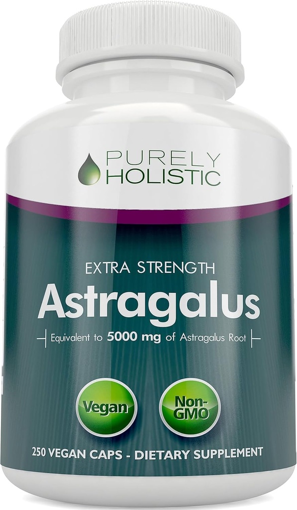 Astragalus Κάψουλες 5.000 mg - 250 Κάψουλες, 8+ Μήνας Προσφορά - Superior Strength Astragalus Root Extract 20:1 - Μη ΓΤΟ, χορτοφάγοι & Vegan Φιλικοί - Υποστηρίζει το ανοσοποιητικό σύστημα & Καρδιαγγειακό