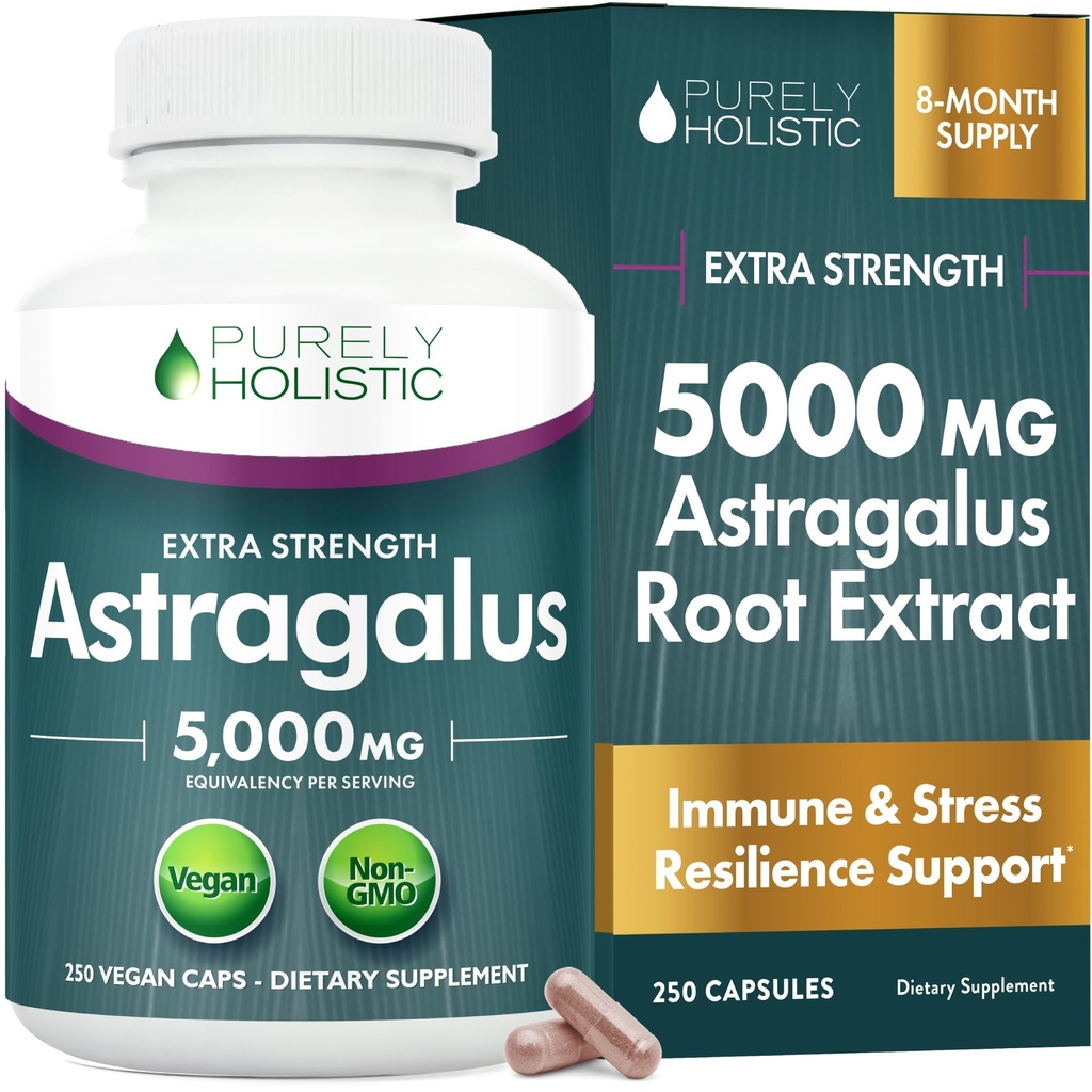 Astragalus Κάψουλες 5.000 mg - 250 Κάψουλες, 8+ Μήνας Προσφορά - Superior Strength Astragalus Root Extract 20:1 - Μη ΓΤΟ, χορτοφάγοι & Vegan Φιλικοί - Υποστηρίζει το ανοσοποιητικό σύστημα & Καρδιαγγειακό