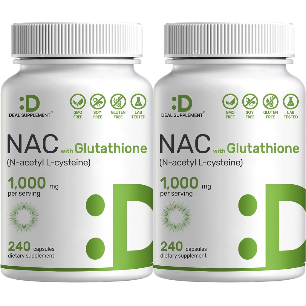 2 Pack NAC Supplement (N-Acetyl Cysteine) 1,000mg Serving with Reduced Glutathione, 480 Capsules