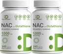 2 Pack NAC συμπλήρωμα (N-Acetyl Cysteine) 1. 000mg με μειωμένη γλουταθειόνη, 480 κάψουλες