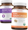 Adrenal & Ashwagandha (1-Month Supply) Calm & Energize Bundle - Adrenal Support with L-Tyrosine (120 Κάψουλες) & USDA Organic Ashwagandha 1350mg Ashwagandha Root Powder per Served (60 Κάψουλες)