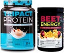 Nutrology Beet Natural O2, Pre Workout Powder, Passion Fruit Flavor (30 services) TRIPACT Protein Powder, 7-in-1 Meal Replacement Shake, Vanilla Latte Cinnamon Flavor (20 Servings)