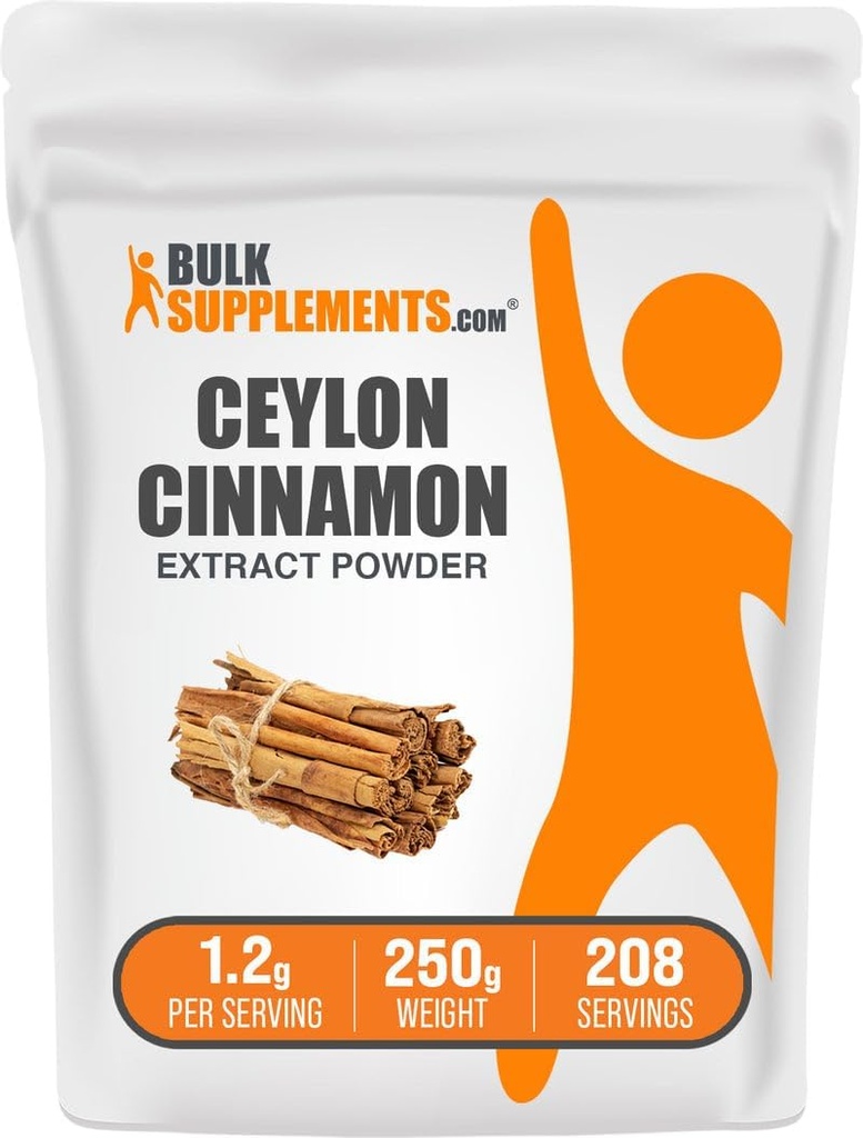 BulkSupplements.com Σκόνη Εκχυλίσματος Κανέλας - συμπλήρωμα κανέλας Κεϋλάνης, συμπλήρωμα βοτάνων - Vegan & Gluten Free, 1,2g ανά Σερβίρισμα, 250g (8,8 oz) (πακέτο του 1)