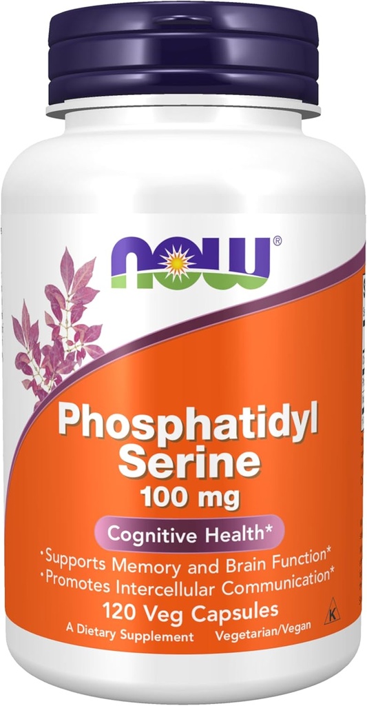 NOW Foods Supplements, Phosphatidyl Serine 100 mg with Phospholipid compound derived from Soy Lecithin, 120 Veg Capsules