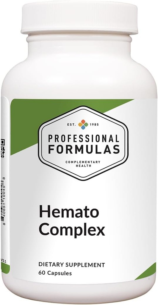 Professional Formulas Hemato Complex – Πλήρης υποστήριξη του αίματος με συκώτι & σπλήνα Glandulars, σίδηρος, Β Βιταμίνες, Folate & Astragalus – Προωθεί τον σχηματισμό και την ενέργεια ερυθρών κυττάρων αίματος – 60 κάψουλες