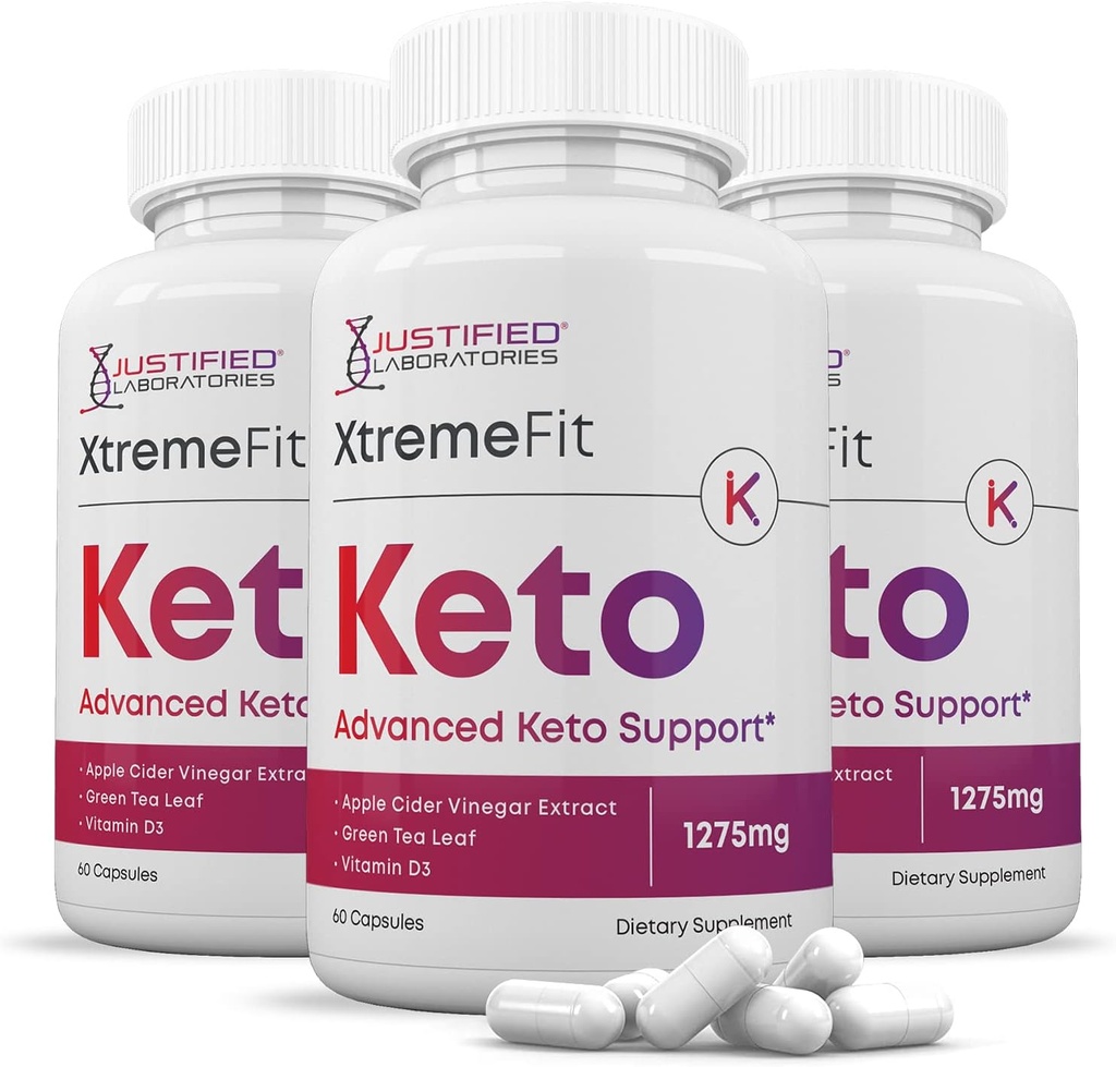 Justified Laboratories (3 Pack) Xtreme Fit Keto ACV Pills 1275MG Formulated with Apple Cider Vinegar Keto Support Blend Alternative to Gummies 180 Capsules