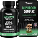 Lions Mane Mushroom Complex - 5300 mg Adaptogenic Blend for Memory, Focus and Immune Support - 5 in 1 Lionsmane, Chaga, Maitake, Shiitake and Reishi Extract, Nootropic Mushroom Supplement Capsules